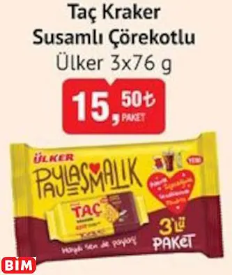 ÜLKER TAÇ KRAKER SUSAMLI ÇÖREKOTLU ÜLKER TAÇ KRAKER SUSAMLI ÇÖREKOTLU